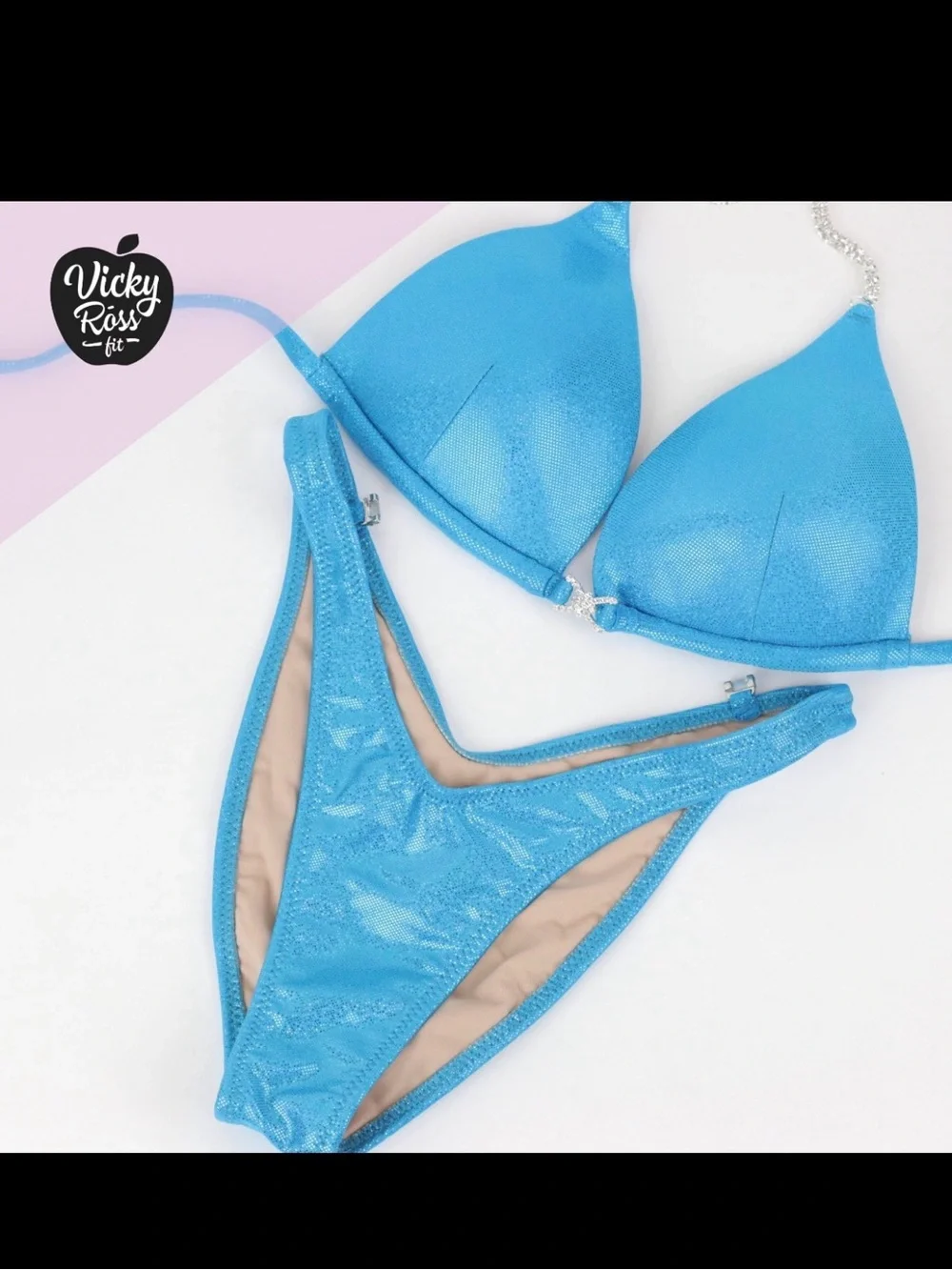 Metallic blue posing bikini - Picture 1 of 4